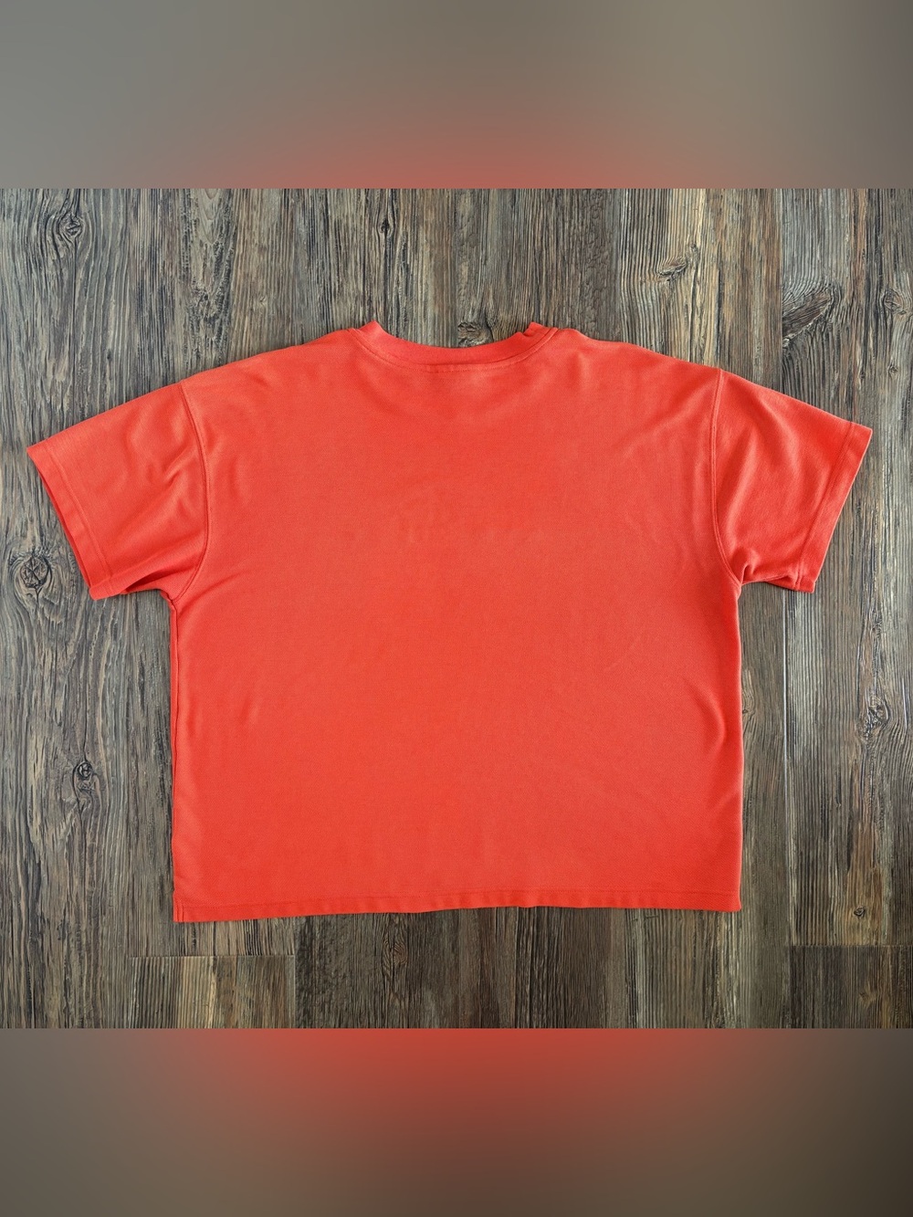 90s New York & Co. Oversized Pique Knit S/S T-Shirt XL Orange Embroidered Logo - Picture 3 of 9